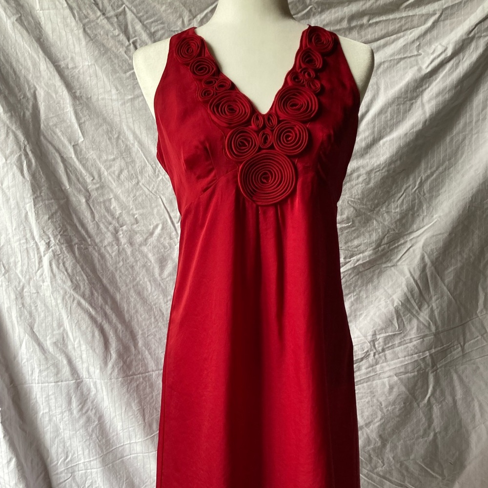 Loft red knee length sleeveless dress